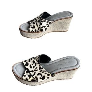 Donald J. Pliner Leopard Print Wedge Slide Sandals - Black & Cream